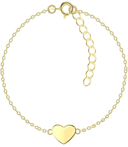 Joy|S - Zilveren hartje armband - 15 cm + 3 cm extension - gold plated
