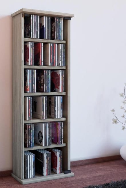 Houten CD DVD-standaard plank kabinet opslag staande plank Vetro glazen deur