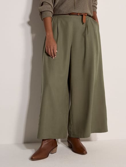 Slub linnen broek met wijde pijpen