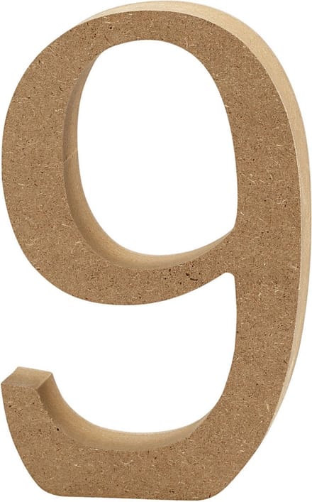 Cijfer, 9, H: 13 cm, dikte 2 cm, 1 stuk