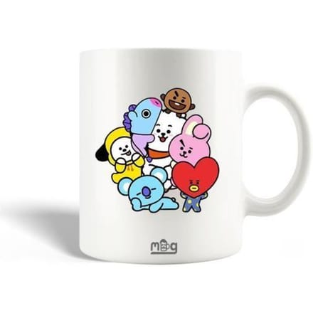 Mug en Céramique - BTS - BT21 - 30cl - Compatible Lave-Vaisselle - Blanc