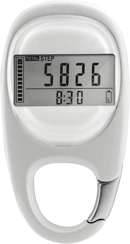 Stappenteller - Fitness Tracker - Activiteiten Meten - 3D Inductie Sensor - 10 x 7 x 2 cm - Wit