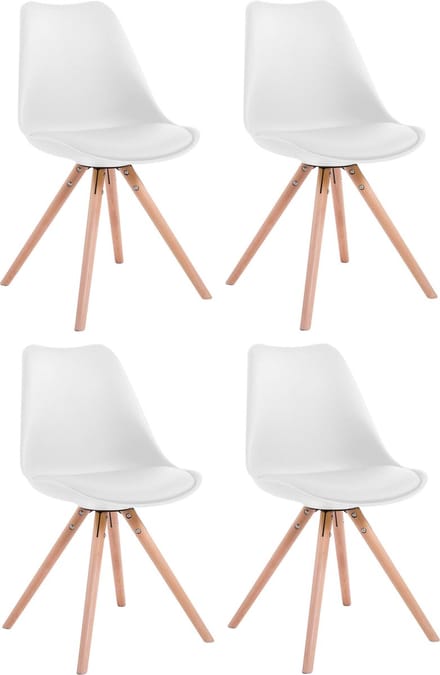 CLP Toulouse Set van 4 stoelen - Rond - Kunstleer wit natura