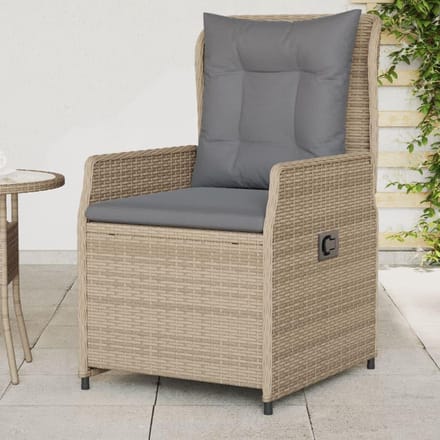 Tuinstoelen - Fauteuils buiten - Ontspannen in de tuin - Verstelbare rugleuning - 2 stuks - Beige