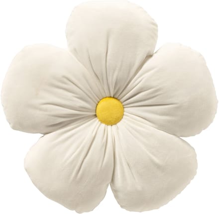 LEANDER - sierkussen Ø40 cm - bloem - Snow White - wit