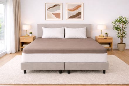 Polydaun hoeslaken - topper - Jersey - taupe - 180 x 200/220 cm