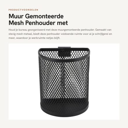 Dailygoods - Muur Gemonteerde Mesh Penhouder met Haak