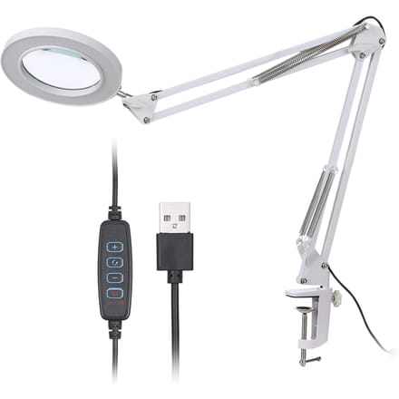 Vergrootglas met 64 LED's Klem Clip Licht 8x Vergroting 10 Niveaus Verstelbaar wit