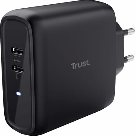 Trust Maxo - Oplader - 65W - Twee USB C poorten - Zwart