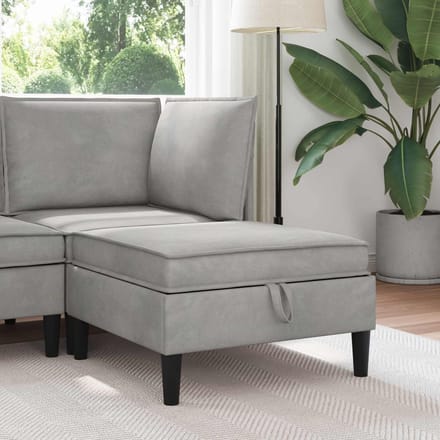 vidaXL - Sofa - Kruk - met - Opbergruimte - Lichtgrijs - Fluweel