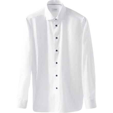 Eton Navy Details Signature Twill Shirt  Wit 100012358