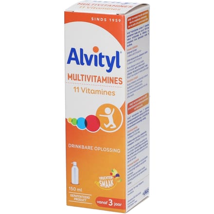 Alvityl Multivitaminen Siroop - Vloeibare multivitamine met 11 vitaminen voor kinderen en volwassenen - Vitamine C en D voor het immuunsysteem - Vanaf 3 jaar - Fruitsmaak - 150 ml