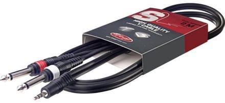 Stagg SYC3/MPSB2P E Audiokabel 3m: Mini Jack naar 2x Jack