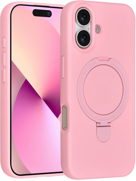 TUNIQ telefoonhoesje voor Apple iPhone 16 - MagSafe met ringstand - Roze