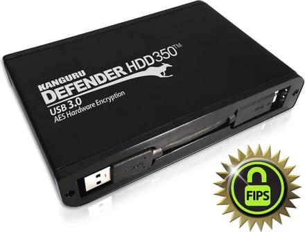 Kanguru – Defender HDD350 – 2 TB – FIPS 140-2 - USB 3.0 – Hardware Encrypted Hard Drive – Zwart