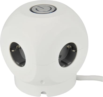 Mini Cube 4 Schuko stopcontacten met USB, 1,5 m, meerkleurig