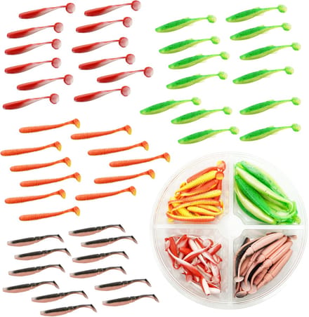 Fish-Xpro Softbait Set Bright - Donker Water - 7 tot 12cm +/- 60stuks - Shads - Kunstaas set - Roofvis