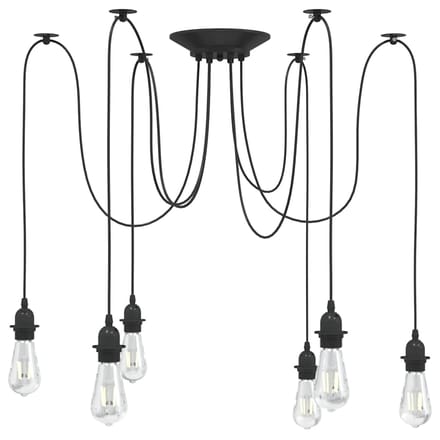 vidaXL Hanglamp met 6 lamphouders E27 metaal zwart