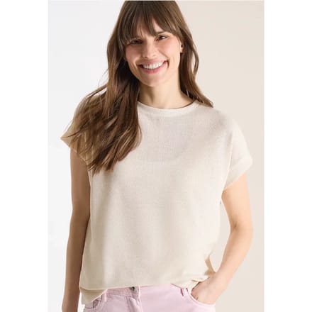 Shirt met boothals in gebreide look