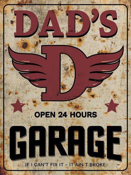 Signs-USA - Dads Garage - Wandbord - 33 x 44 cm