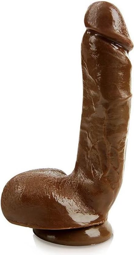 Being fetish® dildo - 25 cm Grote jongen - met ballen - zuignap - siliconen - Bruin