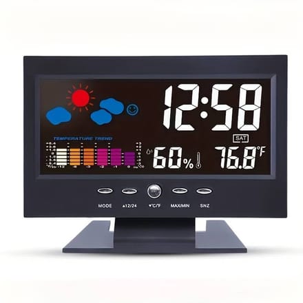 Draadloze weerstation met binnenthermometer, temperatuurmeter, digitale wekker, weerthermometer, LED-temperatuur- en vochtigheidsmeter