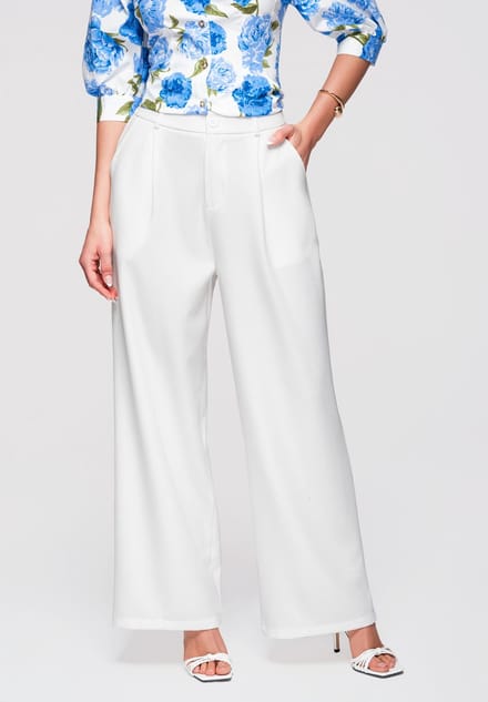 OMBRE Broek - Loose Fit - Knopen - Effen Wit M