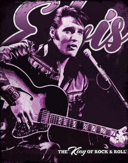 Elvis Purple.  Metalen wandbord 31,5 x 40,5 cm.