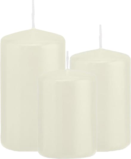 Trend Candles - Stompkaarsen set 3x stuks ivoor wit 8-10-12 cm