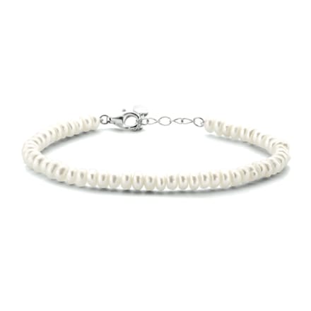Glams armband parel 4,0 mm 16 + 3 cm - 4 - Zilver