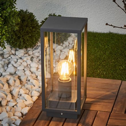 Lucande - Sokkellamp - 1licht - Aluminium, glas - H: 35 cm - E27 - antraciet, helder