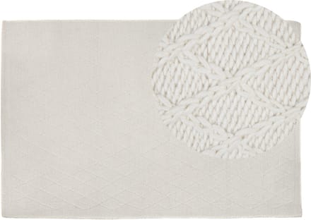ERZIN - Laagpolig vloerkleed - Gebroken wit - 140 x 200 cm - Wol