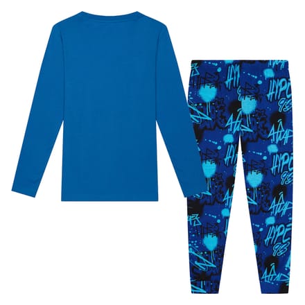 Blauwe Graffiti Jongens Pyjama Set Kinderen Zachte Slaapkleding Lounge PJs