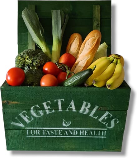 Kist- Groen- opdruk 'VEGETABLES'- 45x30x30cm-1 stuk