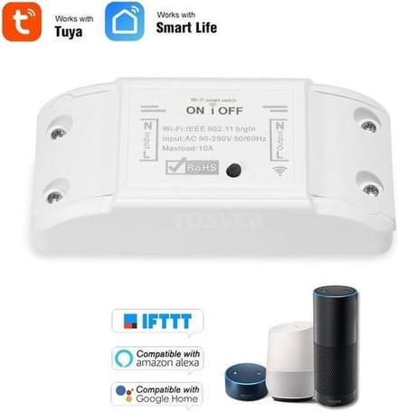 WiFi gestuurde kroonsteen Smart WiFi switch powered by TUYA [10A, 2300W, 100-240VAC 50-60Hz, Wi-Fi]