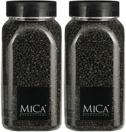 Mica Decorations decoratie stenen/granulaat - 2x - 650ml - antraciet - hobby steentjes