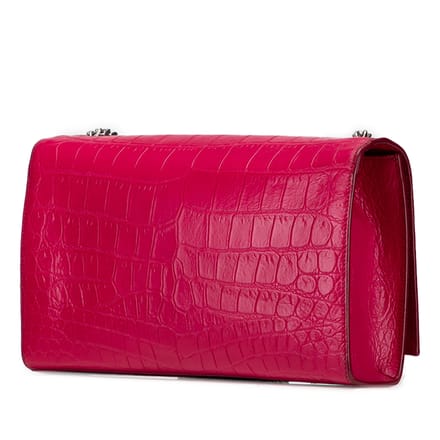 Tweedehands Middelgrote Croco Geëmbossede Leren Kate Tassel Crossbody