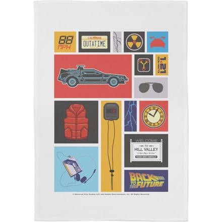 Back To The Future Icon Collage Tea Towel