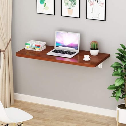 Opklapbare Wandtafel - Klaptafel Bureau - Ruimtebesparing Thuis - Massief Hout Constructie - 60x40cm - Log Teak