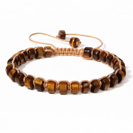 Marama - Heren armband Tijgeroog - Verstelbaar 19-24 cm - Stoer design