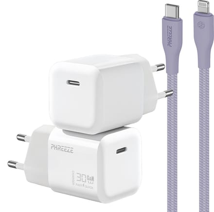 30w snellader met kabel geschikt voor iPhone en iPad met Lightning poort - Usb C adapter set