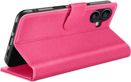 Zanae, Hoesje geschikt voor iPhone 16 Plus - Wallet Case & Magneetsluiting, Fuchsia