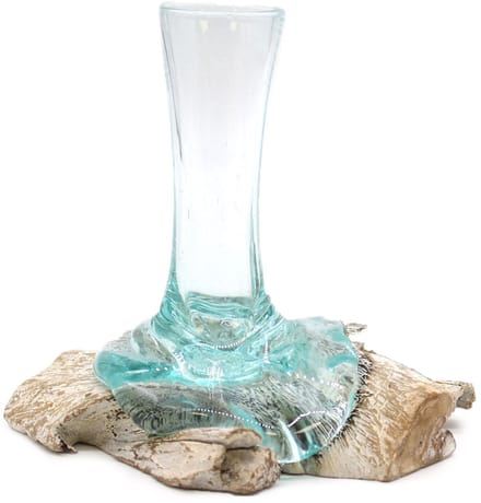 Gesmolten glas op witgekalkt hout - Vaas - Klein