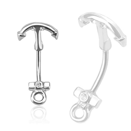 Piercing curved anker 1.2x8 - zilver - LMPiercings