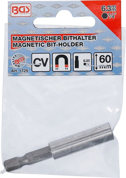 Bithouder magnetisch voor 1/4" bits, lengte 60 mm, BGS 1729