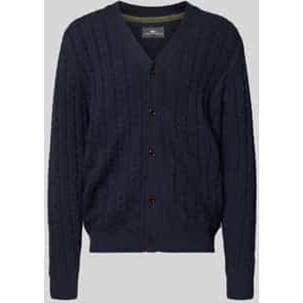 Fynch-Hatton Vest Buttoned Cardigan Soft Cable Knit Navy / male