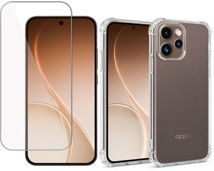 TechNow Hoesje + Screenprotector geschikt voor OPPO Reno 15 Hoesje Screenprotector - Tempered Glass - Extreme Shock Case Transparant