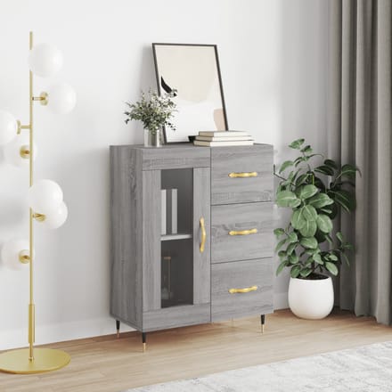 vidaXL - Dressoir - 69,5x34x90 - cm - bewerkt - hout - grijs - sonoma - eikenkleurig
