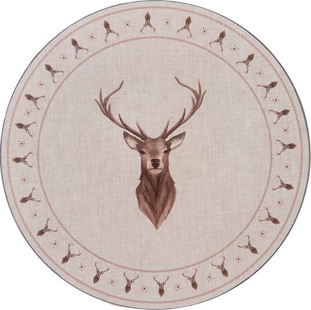 Clayre & Eef Onderbord Ø 33 cm Beige Bruin Kunststof Hert