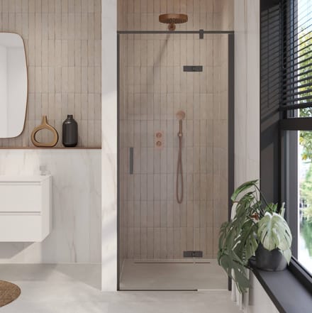 Ben meteora Douchedeur - Draaideur - Rechts - 90x200 Mat Zwart - Veiligheidsglas